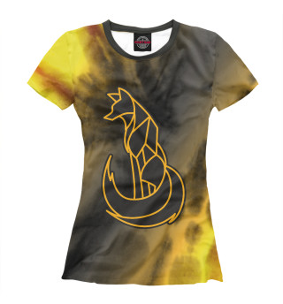 Женская футболка Лисичка - Контур - Tie-Dye