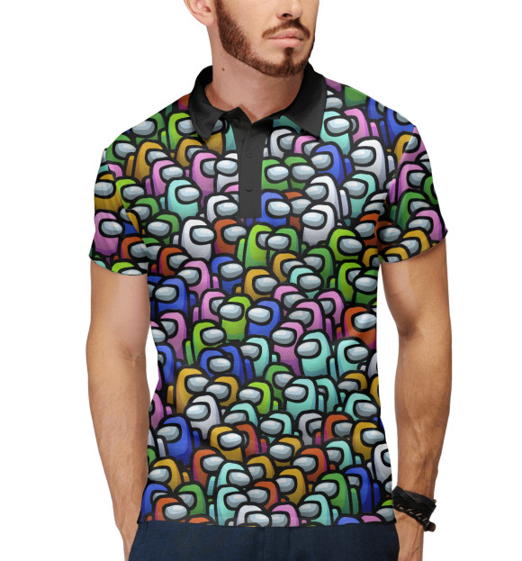 Мужское поло с изображением Амонг Ас цвета Белый