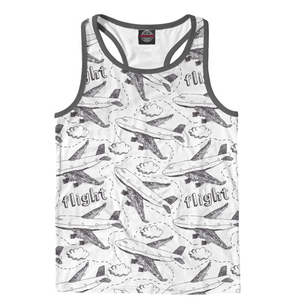 Мужская майка-борцовка с изображением Самолеты цвета Белый