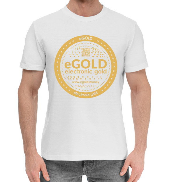 Мужская хлопковая футболка с изображением Coin white code eGOLD цвета Белый