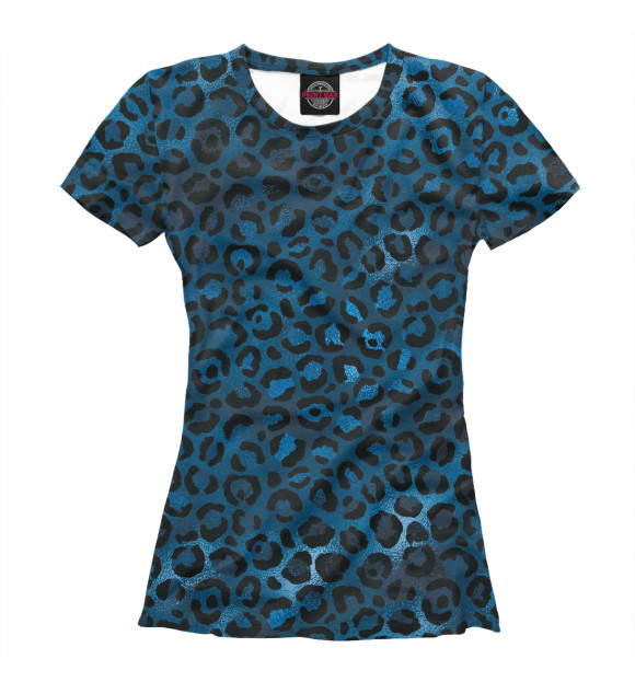 Футболка для девочек с изображением Синяя леопардовая текстура цвета Белый