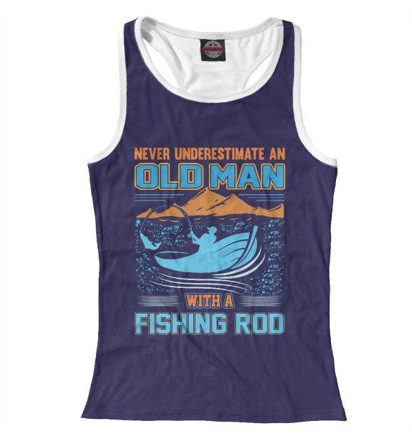 Женская майка-борцовка с изображением Рыбалка цвета Белый