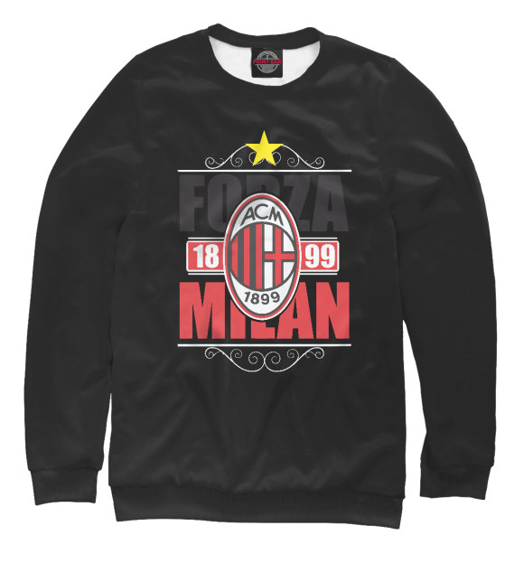 Свитшот для девочек с изображением Forza Milan цвета Белый