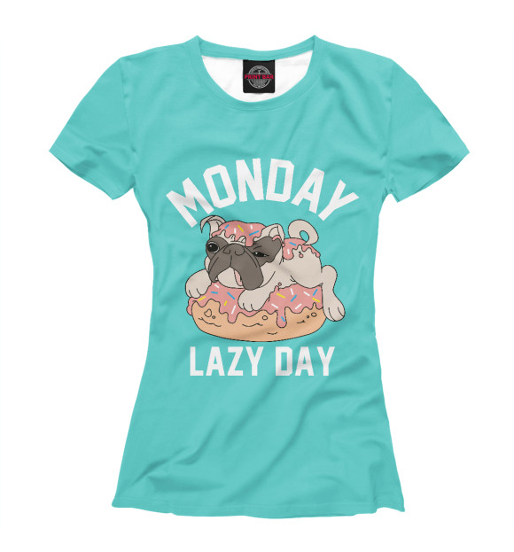 Футболка для девочек с изображением Lazy Monday цвета Белый