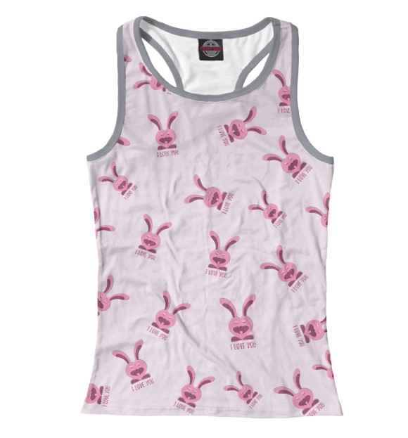 Женская майка-борцовка с изображением Кролики розовые цвета Белый