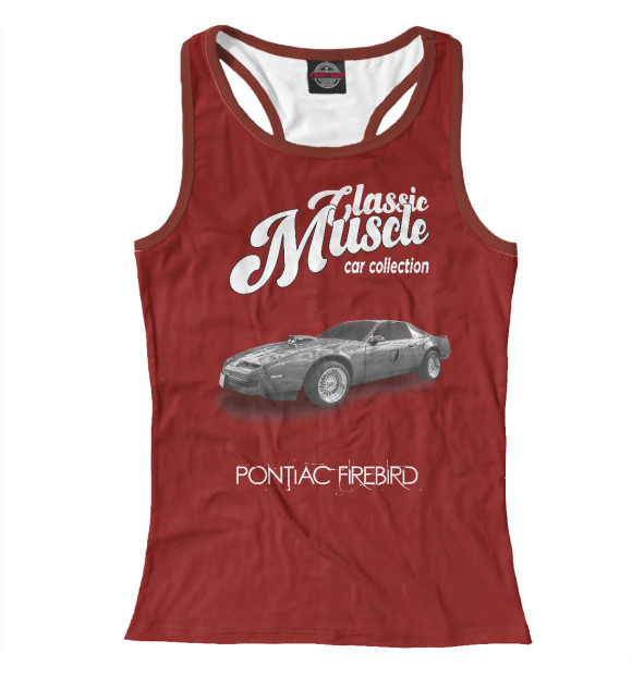Женская майка-борцовка с изображением Маслкар Pontiac Firebird на красном фоне цвета Белый