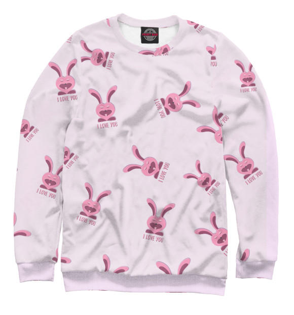 Свитшот для девочек с изображением Кролики розовые цвета Белый