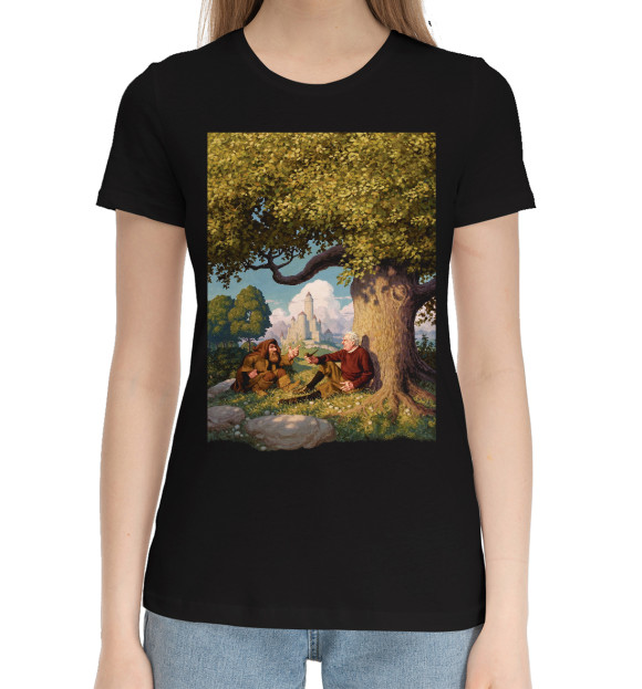 Женская хлопковая футболка с изображением Фентези писатель цвета Черный