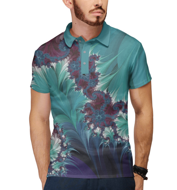 Мужское поло с притом Растительный узор цвета Белый Мужское поло с изображением Растительный узор цвета Белый