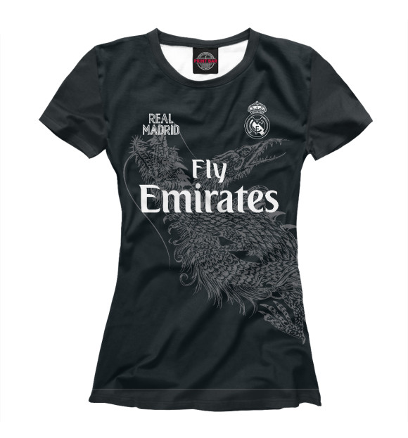 Футболка для девочек с изображением Real Madrid dragon цвета Белый