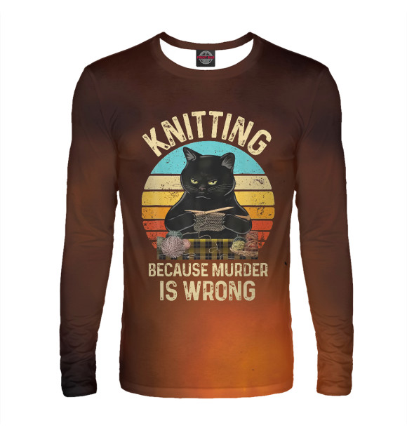 Мужской лонгслив с изображением Knitting Because Murder цвета Белый