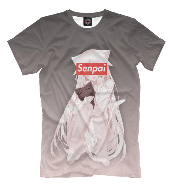 Мужская футболка с изображением Senpai цвета Белый