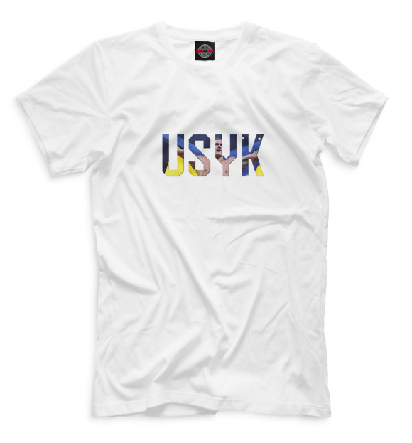 Мужская футболка с изображением Usyk цвета Белый
