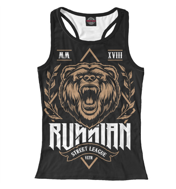 Женская майка-борцовка с изображением Медведь цвета Белый