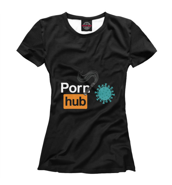 Женская футболка с изображением Pornhub наказывает covid цвета Белый