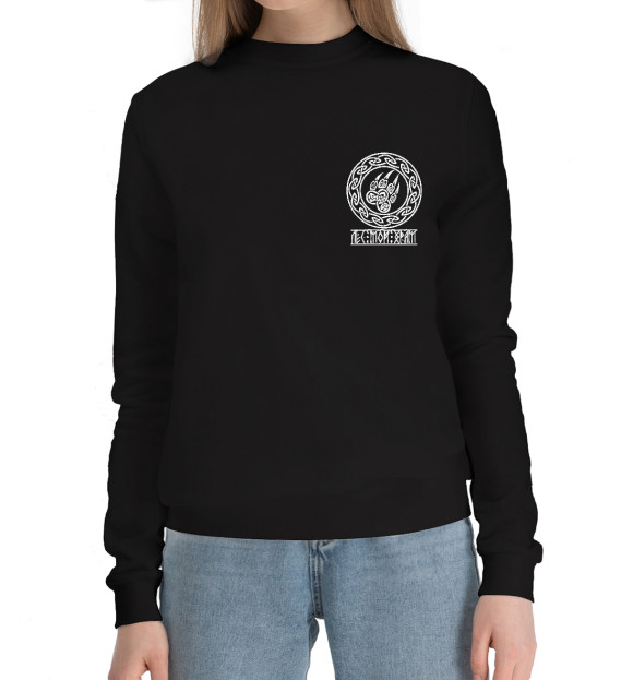 Женский хлопковый свитшот с изображением Велес (Лес храм) цвета Черный