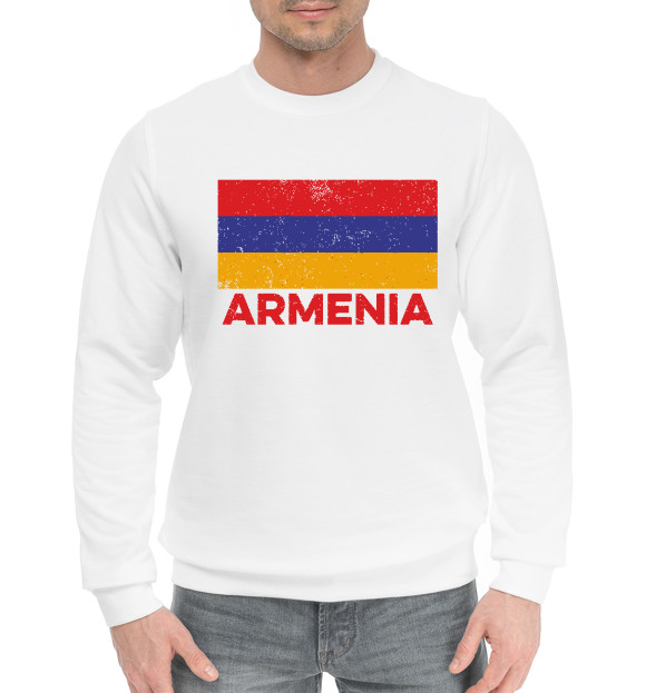 Мужской хлопковый свитшот с изображением Armenia цвета Белый