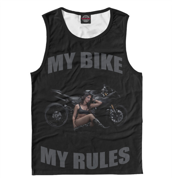 Мужская майка с изображением My bike - my rules цвета Белый