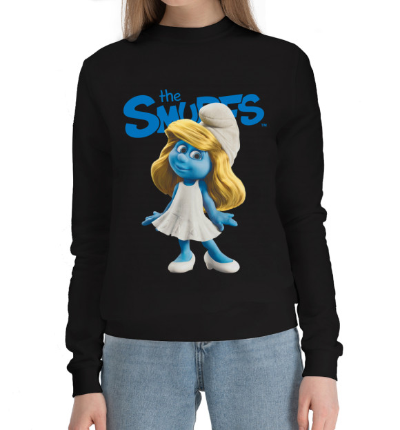 Женский хлопковый свитшот с изображением The Smurfs цвета Черный