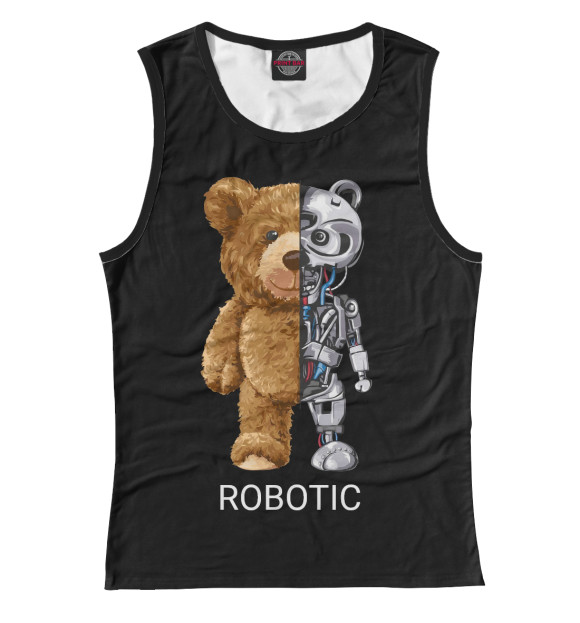 Майка для девочки с изображением Robot Bear цвета Белый