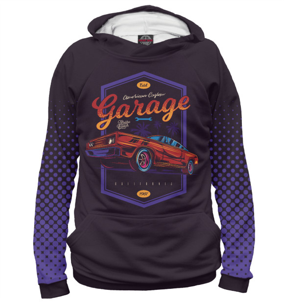 Мужское худи с изображением Garage цвета Белый