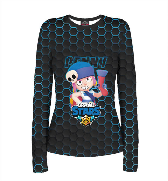 Женский лонгслив с изображением Пенни. Brawl Stars цвета Белый