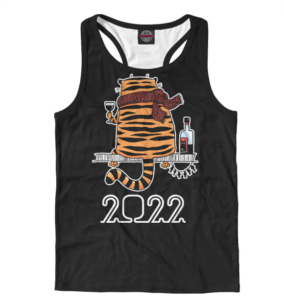 Мужская майка-борцовка с изображением Тигр с винишком цвета Белый