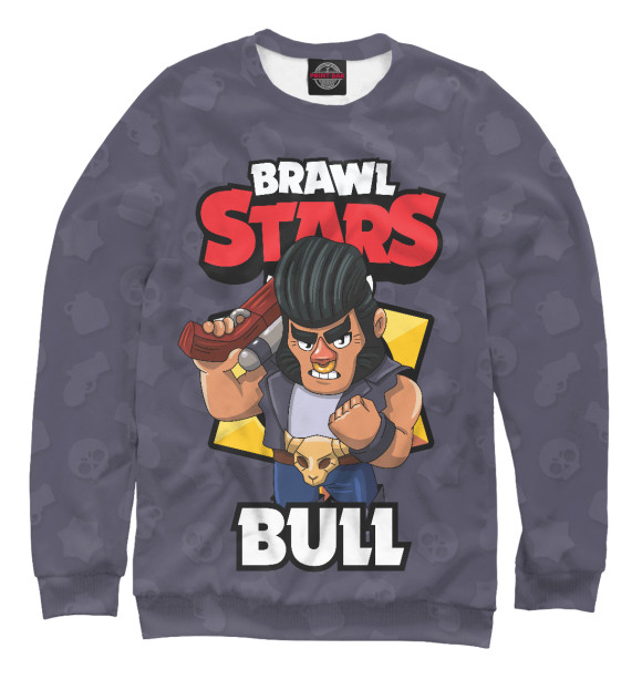 Свитшот для девочек с изображением Brawl stars Bull цвета Белый