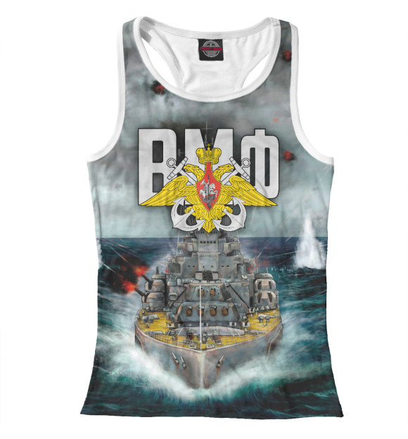 Женская майка-борцовка с изображением Военно Морской Флот цвета Белый