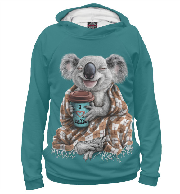 Худи для девочки с изображением Сонная коала цвета Белый