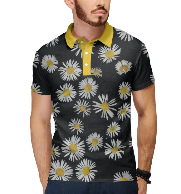 Мужское поло с изображением Ромашка трям цвета Белый