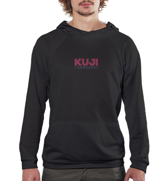 Мужское худи с изображением KuJi Podcast цвета Белый