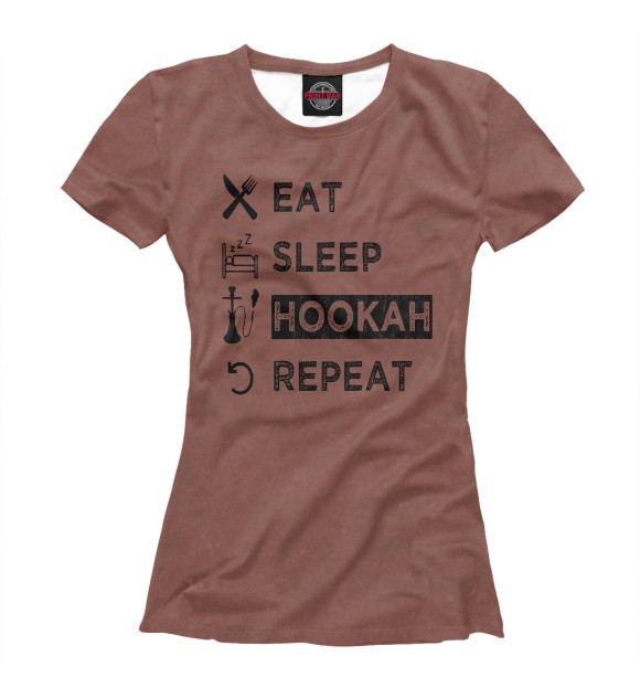 Футболка для девочек с изображением Eat Sleep Hookah Repeat цвета Белый