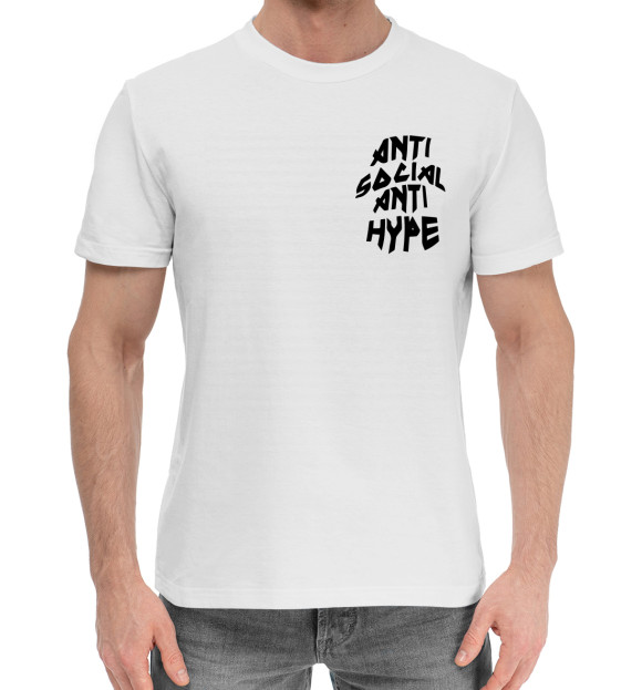 Мужская хлопковая футболка с изображением Anti Social Anti Hype White цвета Белый