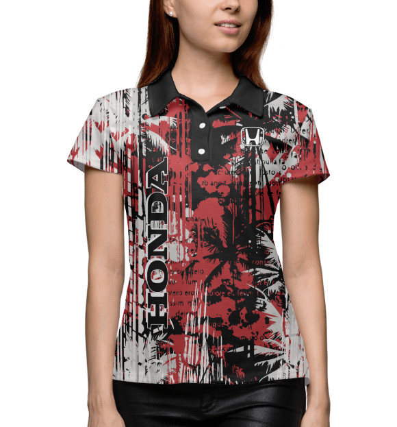 Женское поло с изображением HONDA цвета Белый