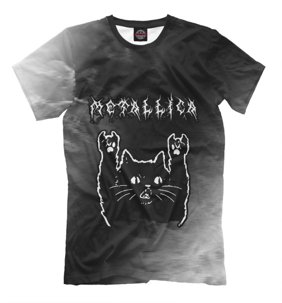 Мужская футболка с изображением Metallica - Рок Кот цвета Белый