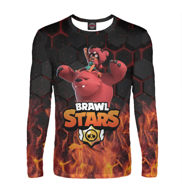 Мужской лонгслив с притом Brawl Stars Nita цвета Белый Мужской лонгслив с изображением Brawl Stars Nita цвета Белый