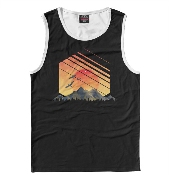 Майка для мальчика с изображением Восход солнца в горах цвета Белый