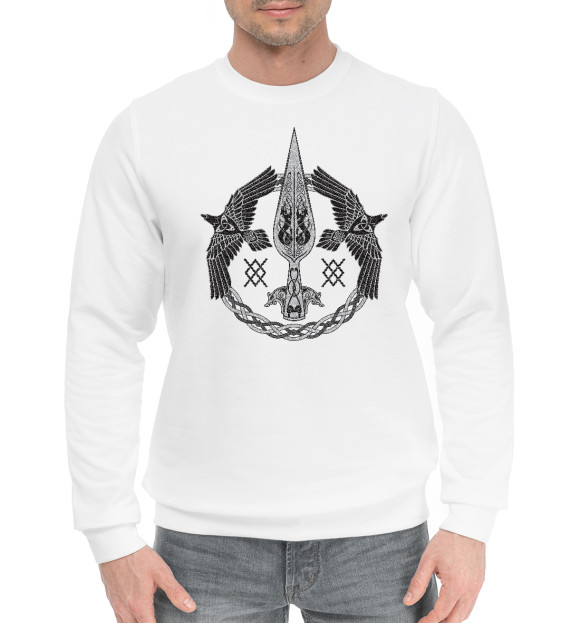 Мужской хлопковый свитшот с изображением Язычество цвета Белый