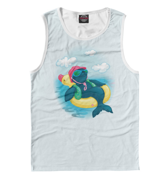 Майка для мальчика с изображением Тюлень на отдыхе цвета Белый