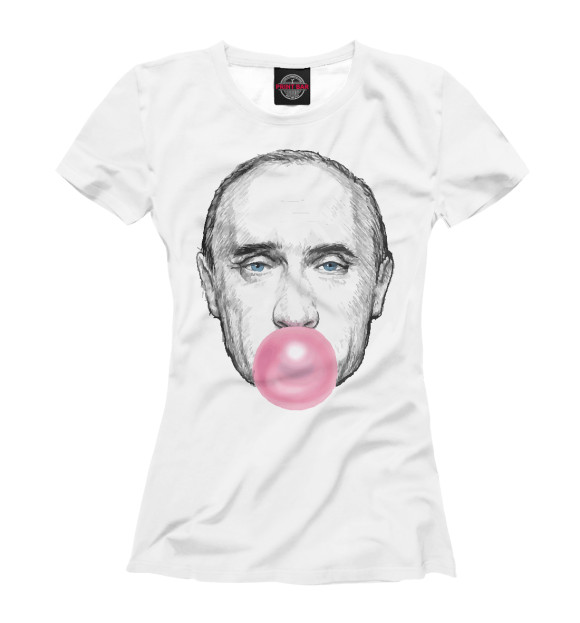 Женская футболка с изображением Putin bubble цвета Белый