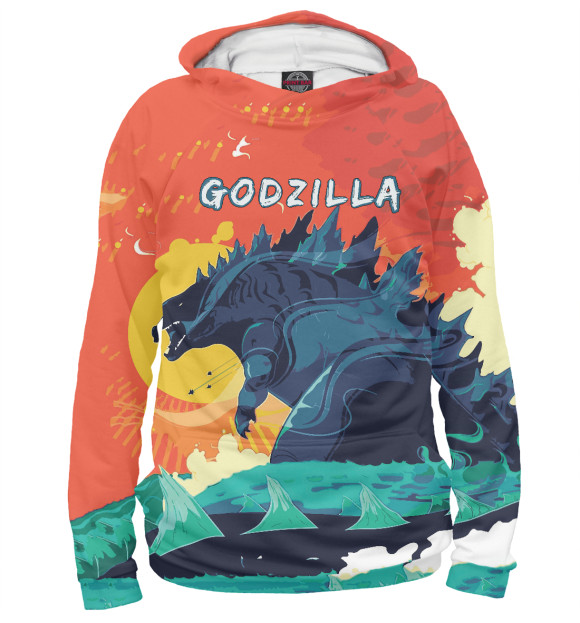 Женское худи с изображением Ggodzilla цвета Белый