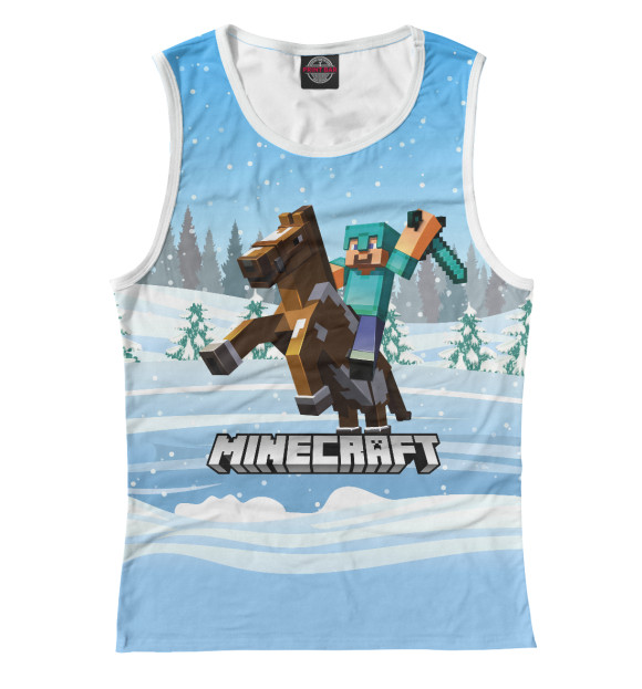 Майка для девочки с изображением МАЙНКРАФТ НА КОНЕ MINECRAFT цвета Белый