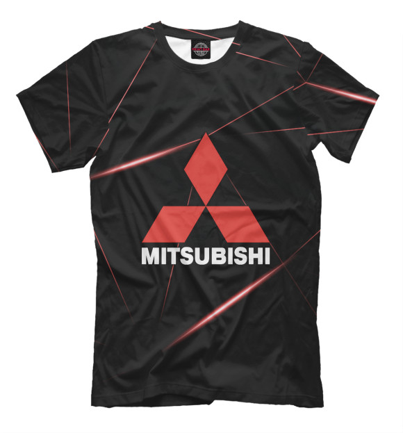 Футболка для мальчиков с изображением Mitsubishi фон геометрия цвета Белый