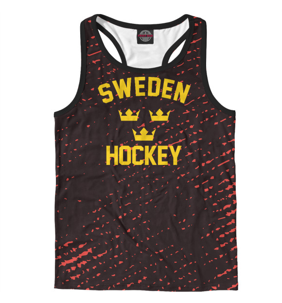 Мужская майка-борцовка с изображением Sweden hockey цвета Белый
