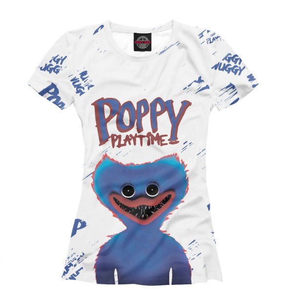 Футболка для девочек с изображением Poppy Playtime цвета Белый
