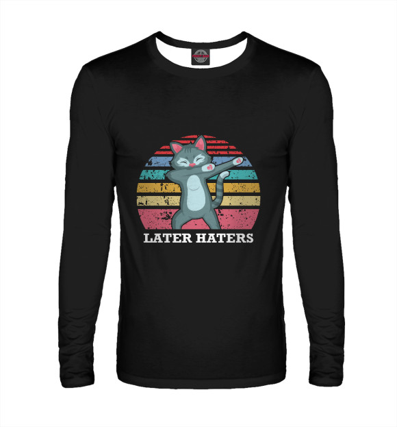 Мужской лонгслив с изображением DAB Кот цвета Белый