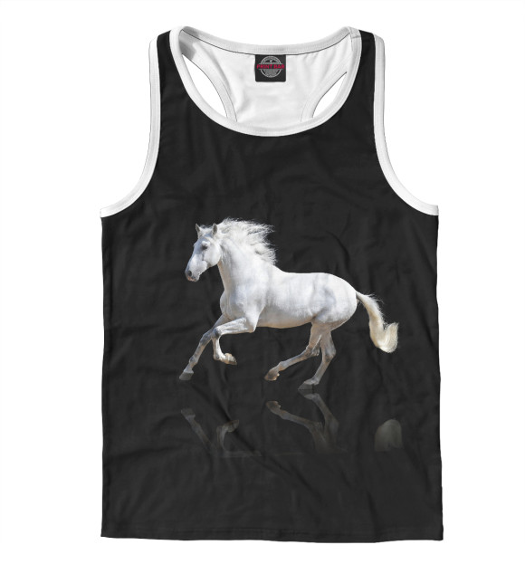 Мужская майка-борцовка с изображением Скачущая лошадь цвета Белый
