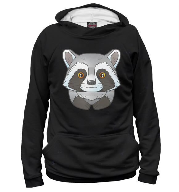 Женское худи с изображением Little cute raccoon цвета Белый