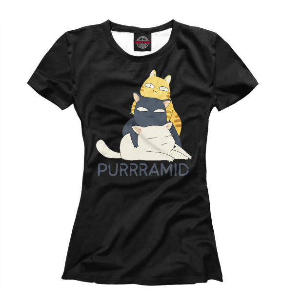 Футболка для девочек с изображением Purrramid цвета Белый